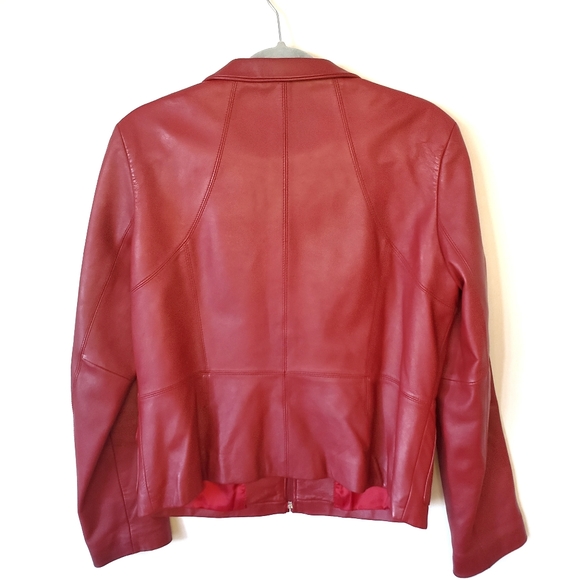 Kenneth Cole Reaction Red Leather Moto Jacket - Picture 4 of 8